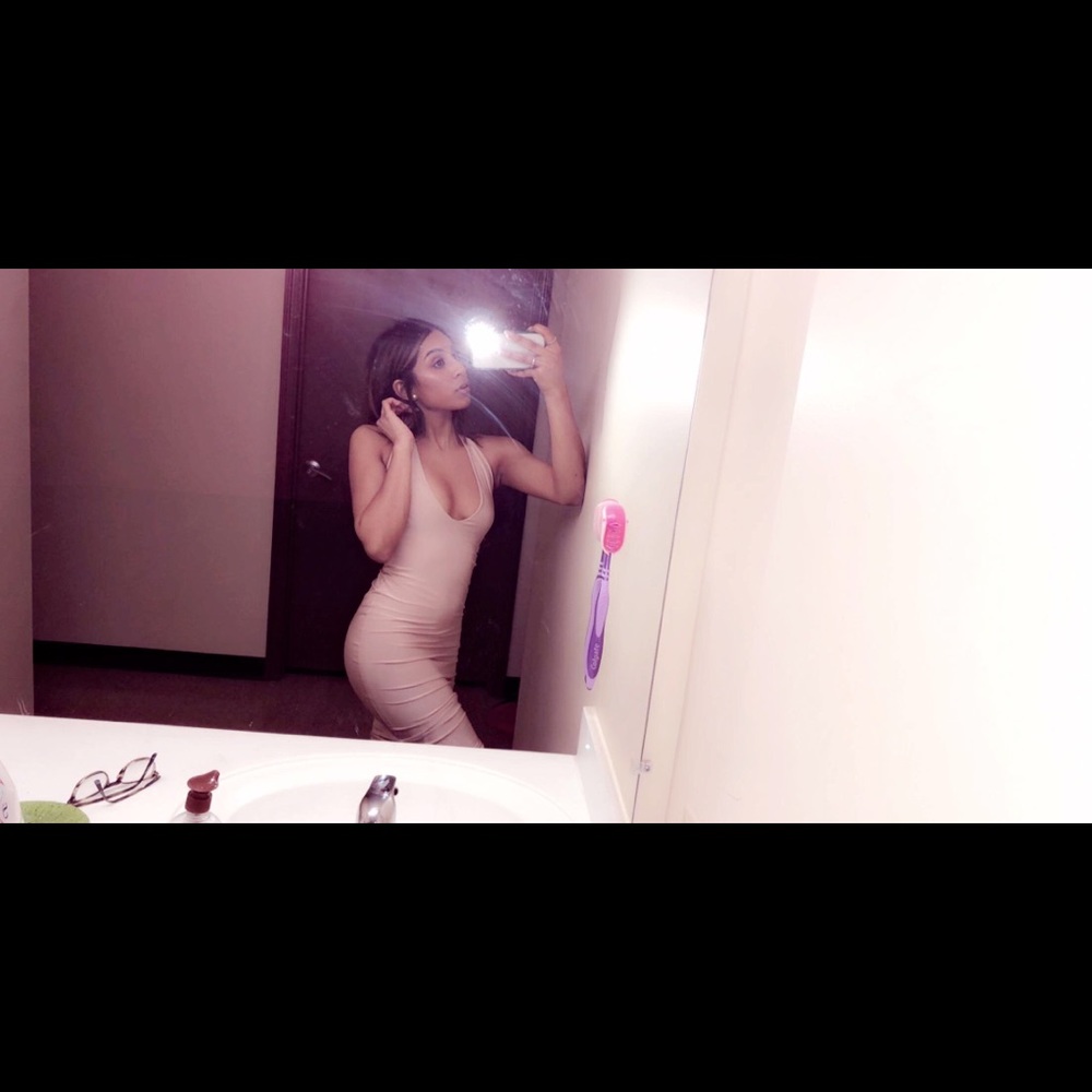 Pink v cut bodycon dress